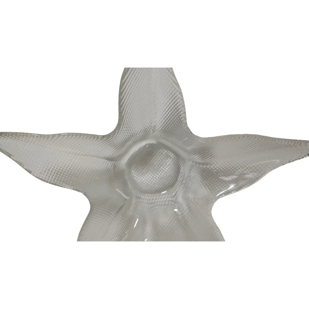Textured‎ Clear Glass Starfish Bowl Nautical Cottage Core Beach Living 11 In SEE